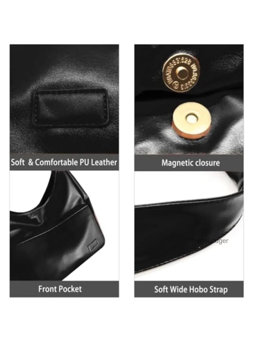 Vegan Leather Hobo Bag Slouchy Tote Shoulder Purse Women